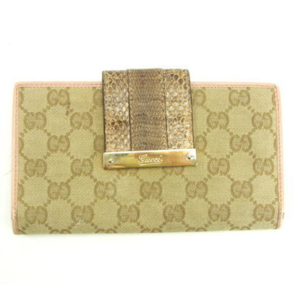 Gucci long Wallet pink beige GG python leather accessory - Picture 1 of 6